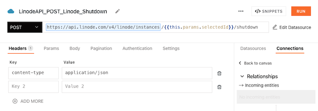 Query for shutting down a Linode instance