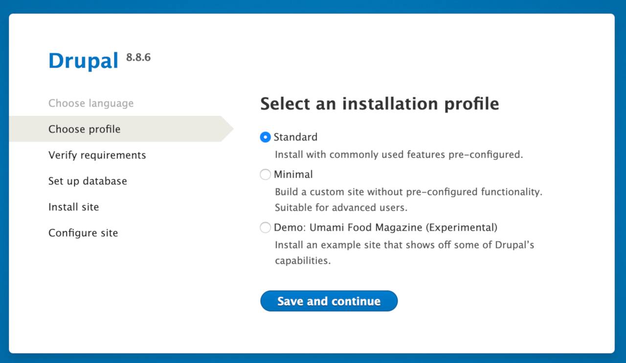 Drupal Choose Profile Screen