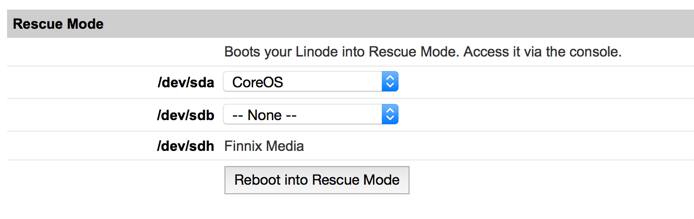 Set /dev/sda to CoreOS disk image