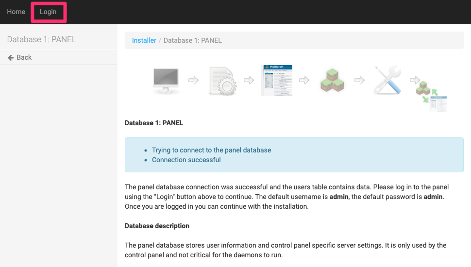 Multicraft Panel Database Connection.