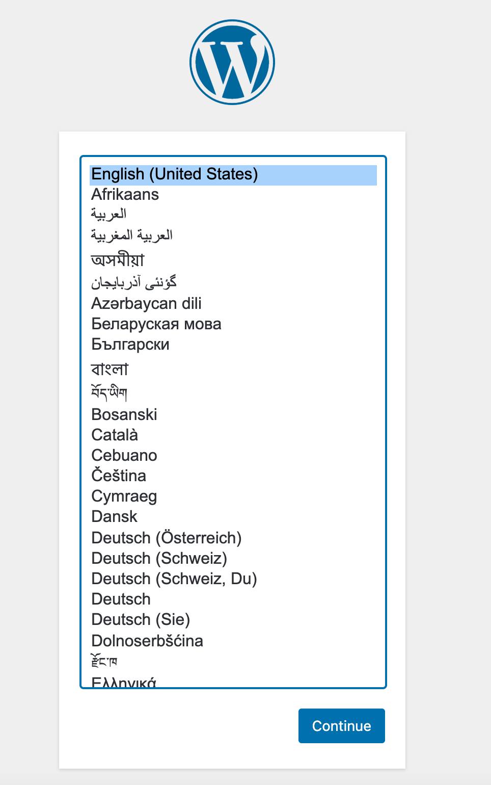 WordPress language settings