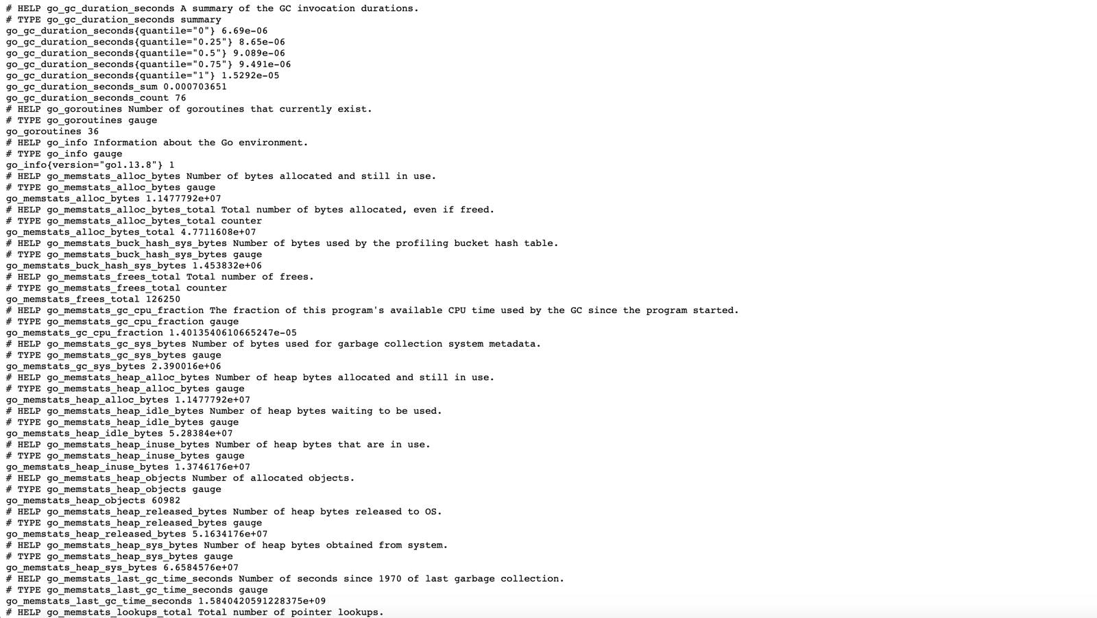 Verify that Prometheus is serving metrics by visiting the sample metrics page.